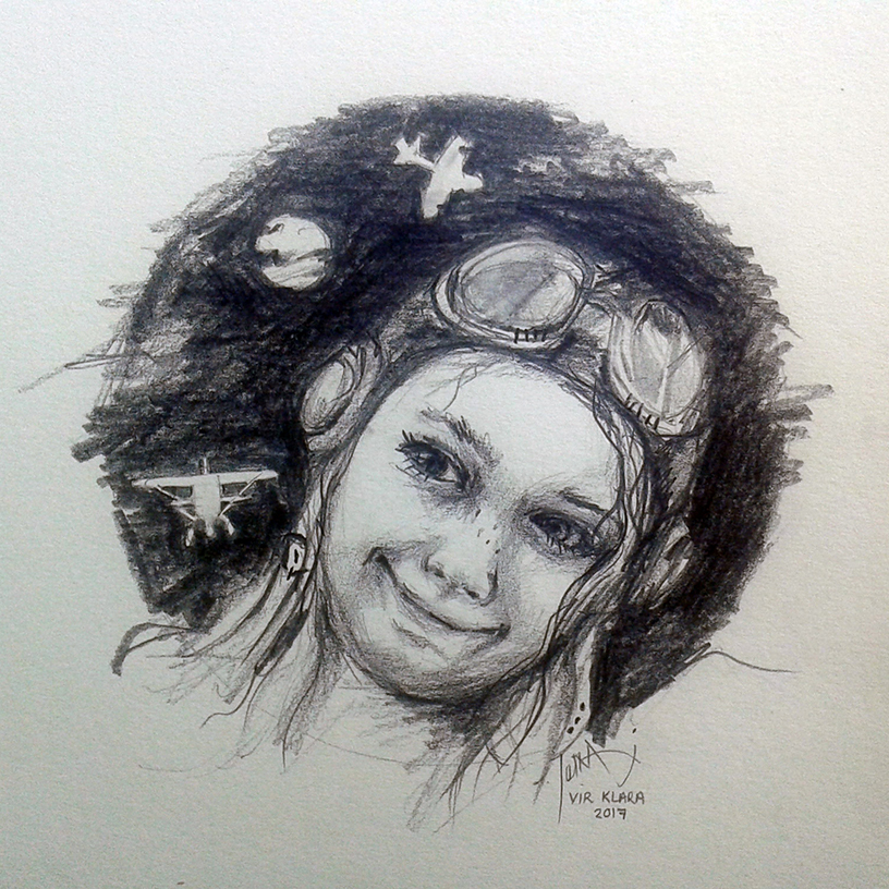 girl pilot illustration