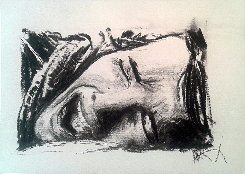 night terror charcoal illustration