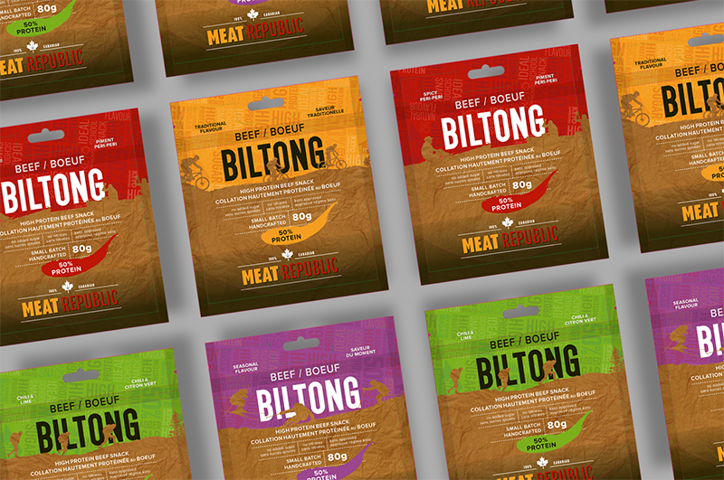 Meat Republic Biltong Packaging - 4 flavours