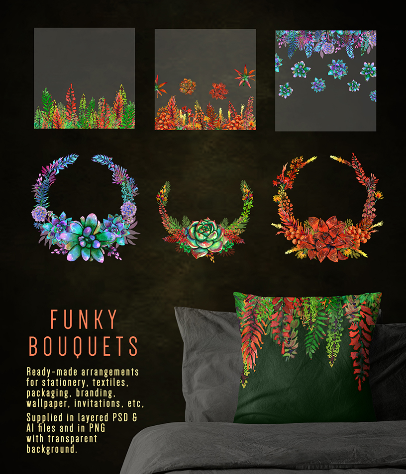 psychedelic succulent bouquets