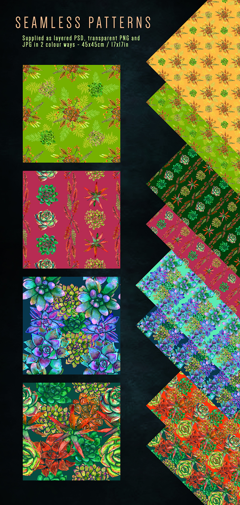 psychedelic succulant seamless pattern